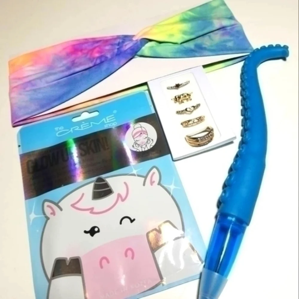 Rainbow Tie-Die Headband & Unicorn Mask Bundle